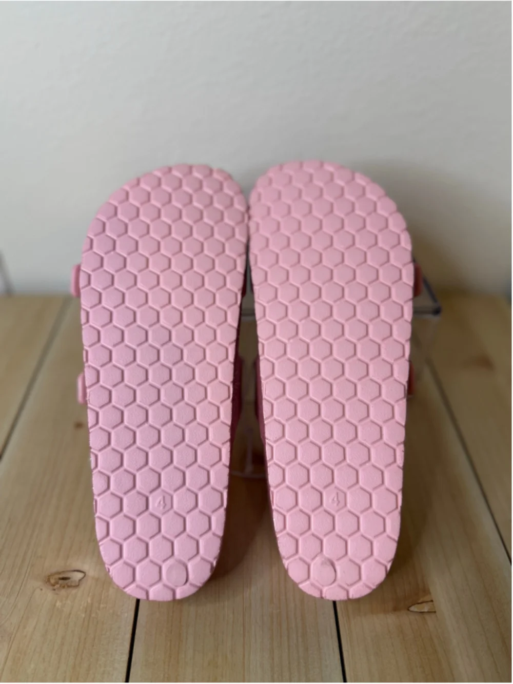 Cat & Jack Girls’ Pink Glitter Double Buckle Slide Sandals Size 4 NWT